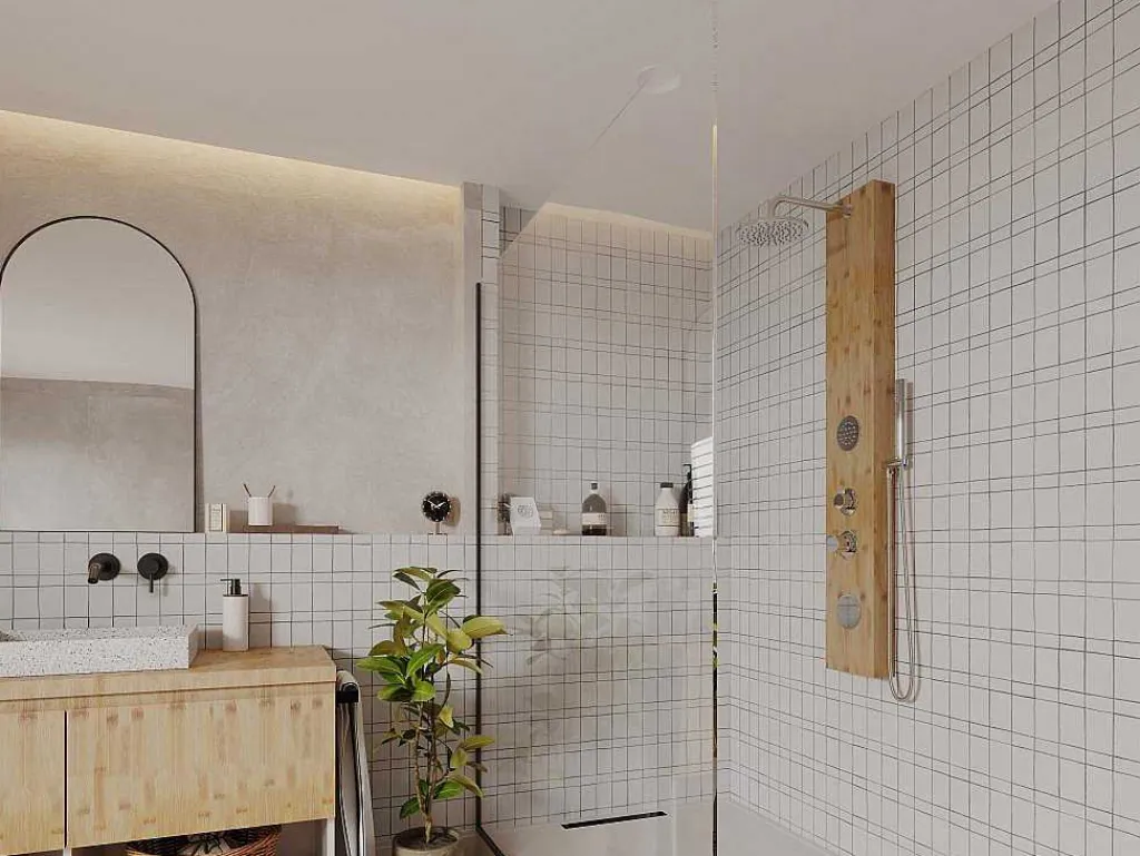 Douchekolom Met Massagestralen Solal Van Bamboe - 20 X 140Cm-Shower & Design Hot