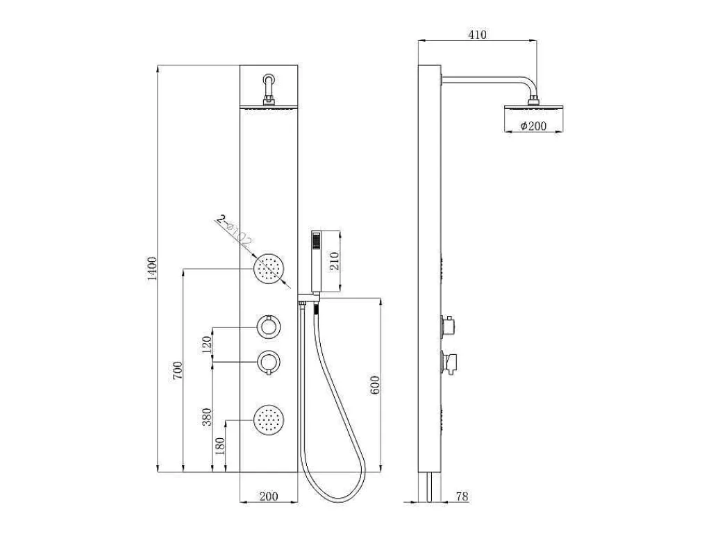 Douchekolom Met Massagestralen Solal Van Bamboe - 20 X 140Cm-Shower & Design Hot