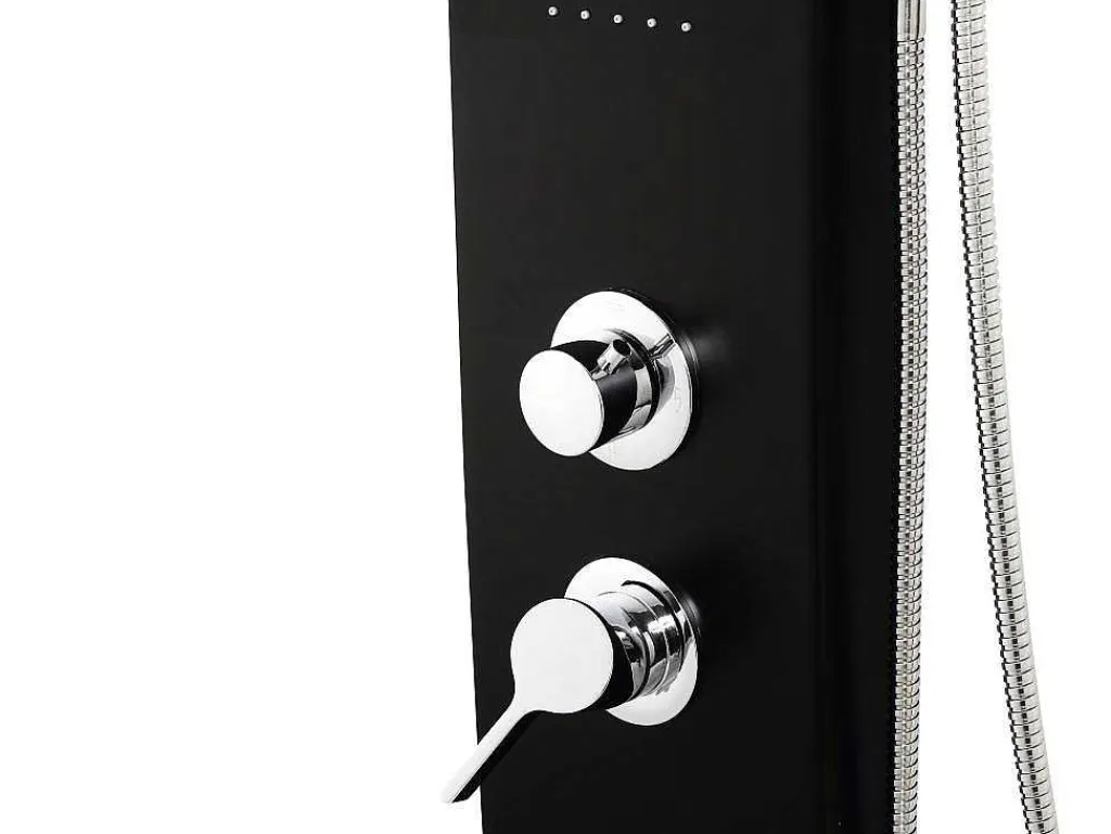 Douchekolom Met Massagestralen Kourbea - Zwart - 20 X 132 Cm-Shower & Design Outlet