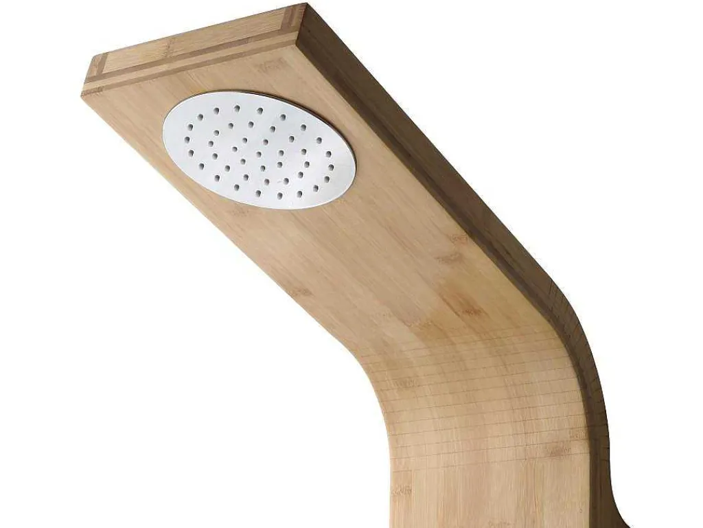 Douchekolom Met Massagestralen Tissia, Tropische Regen En Paneel Van Bamboe - 20 X 140 Cm-Shower & Design Outlet