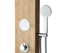 Douchekolom Met Massagestralen Tissia, Tropische Regen En Paneel Van Bamboe - 20 X 140 Cm-Shower & Design Outlet
