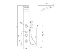 Douchekolom Met Massagestralen Tissia, Tropische Regen En Paneel Van Bamboe - 20 X 140 Cm-Shower & Design Outlet