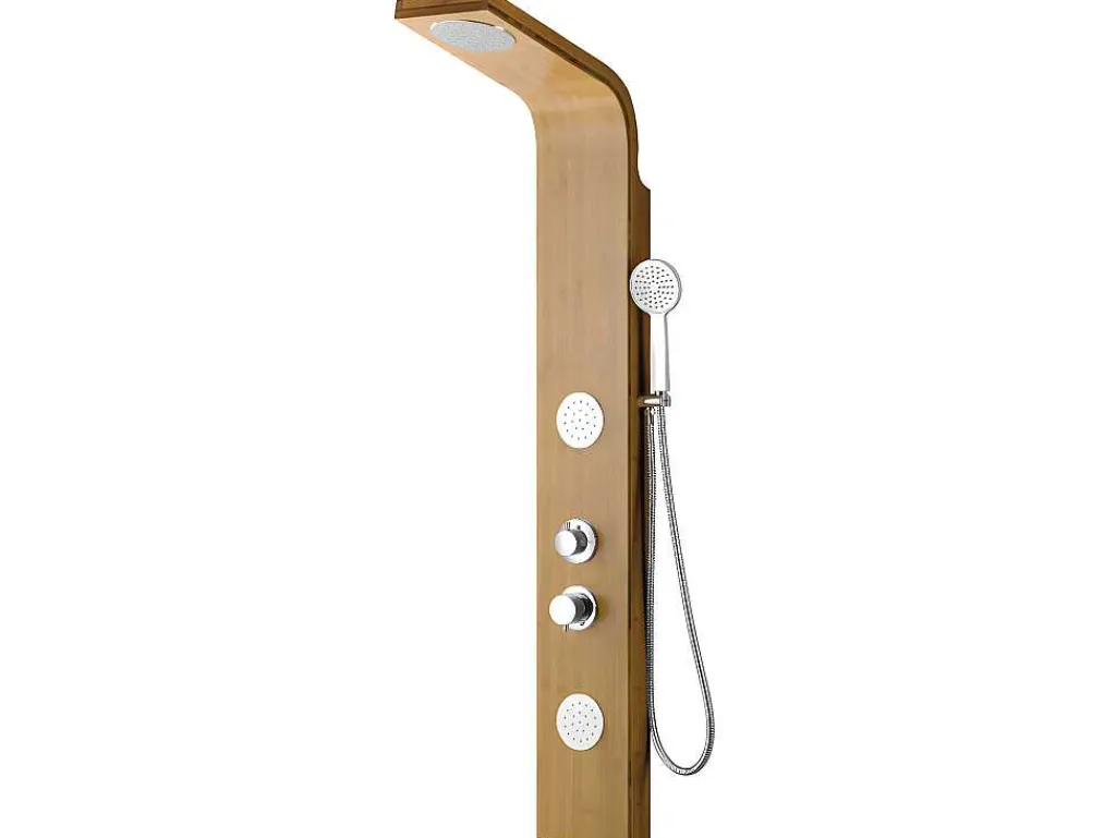Douchekolom Met Massagestralen Tissia, Tropische Regen En Paneel Van Bamboe - 20 X 140 Cm-Shower & Design Outlet