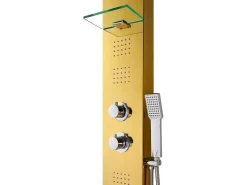 Douchekolom Met Thermostaatkraan En Massagestralen Josta - Goud - 45 X 150 Cm-Shower & Design Best