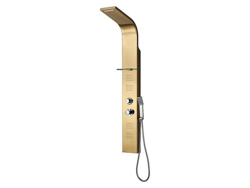Douchekolom Met Thermostaatkraan En Massagestralen Josta - Goud - 45 X 150 Cm-Shower & Design Best