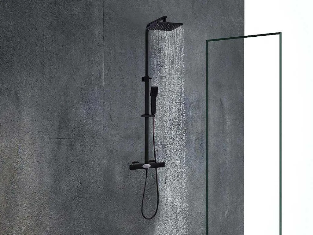 Douchekolom Peneda Van Mat Zwart Roestvrij Staal - 125 Cm-Shower & Design Online