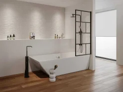 Douchescherm Met Draaisysteem Met Industriele Stijl - 70 X 140 Cm - Mat Zwart - Glas - Rivanon-Shower & Design New