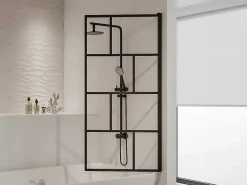 Douchescherm Met Draaisysteem Met Industriele Stijl - 70 X 140 Cm - Mat Zwart - Glas - Rivanon-Shower & Design New