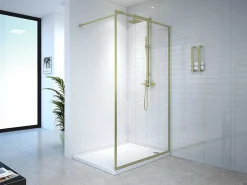 Douchewand Voor Inloopdouche 120 X 200 Cm Goudkleurig Gehard Glas Amberi-Shower & Design