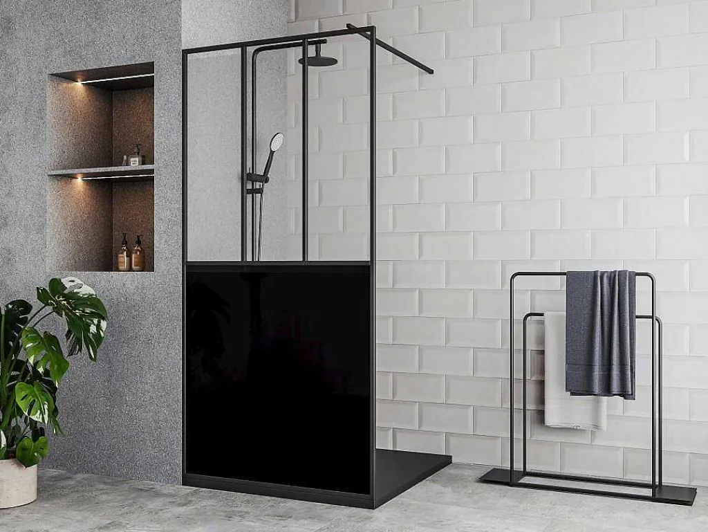 Douchewand Voor Inloopdouche Matzwart Industriele Stijl 100 X 200 Cm Urbanik-Shower & Design Sale
