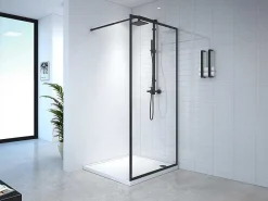 Douchewand Voor Inloopdouche 100 X 200 Cm Matzwart Gehard Glas Amberi-Shower & Design Best