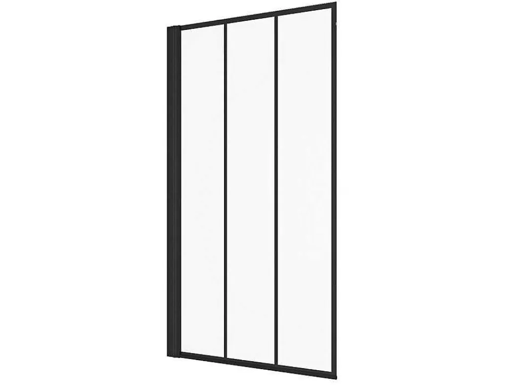 Draaibaar Badscherm Mat Zwart Werkplaats-Look - 80 X 140 Cm - Dolana-Shower & Design Discount