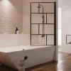 Draaibaar Badscherm Met Industriele Stijl - 80 X 140 Cm - Mat Zwart - Glas - Rivanon-Shower & Design Hot