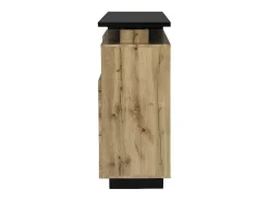 Draaibaar Barmeubel Eldir - 2 Deuren, 1 Lade En 1 Nis - Mdf - Eiken & Zwart-Vente-unique Best