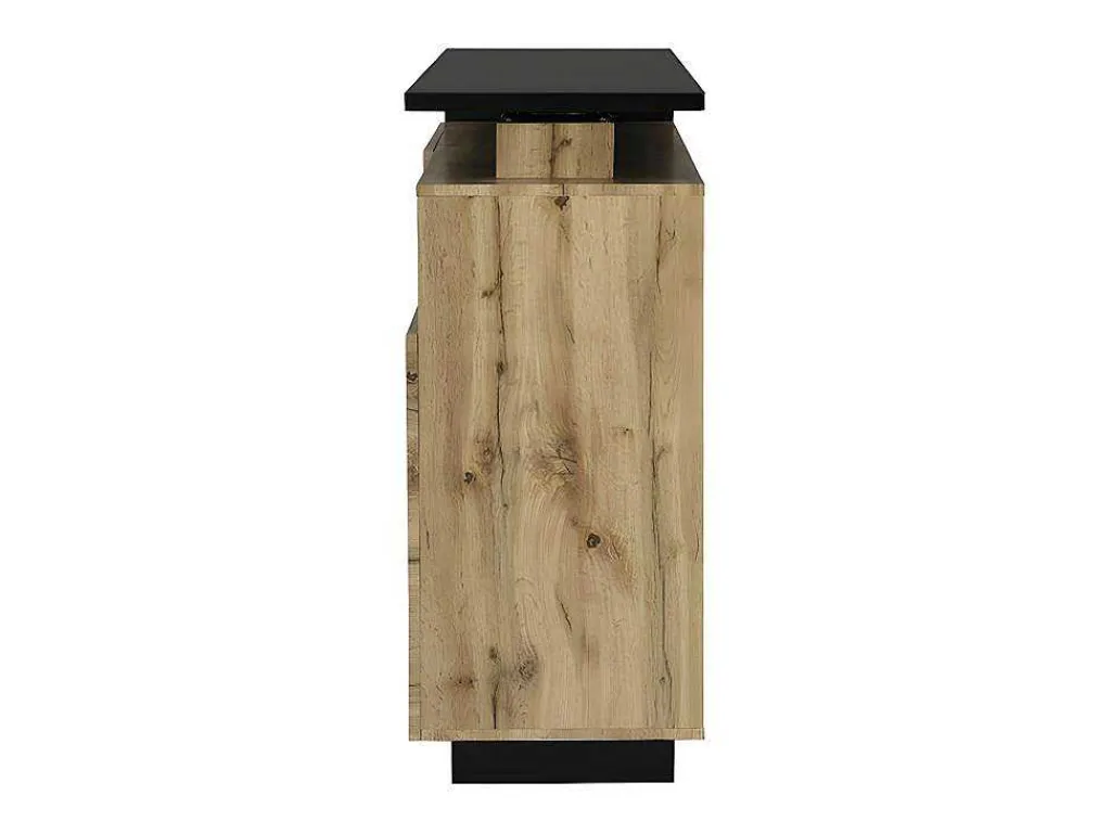 Draaibaar Barmeubel Eldir - 2 Deuren, 1 Lade En 1 Nis - Mdf - Eiken & Zwart-Vente-unique Best