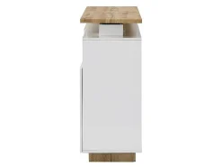 Draaibaar Barmeubel Eldir- 2 Deuren, 1 Lade En 1 Nis - Mdf - Witgelakt & Eiken-Vente-unique Outlet
