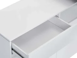 Draaibaar Barmeubel Eldir - 2 Deuren, 1 Lade En 1 Nis - Mdf - Witgelakt & Betonkleur-Vente-unique