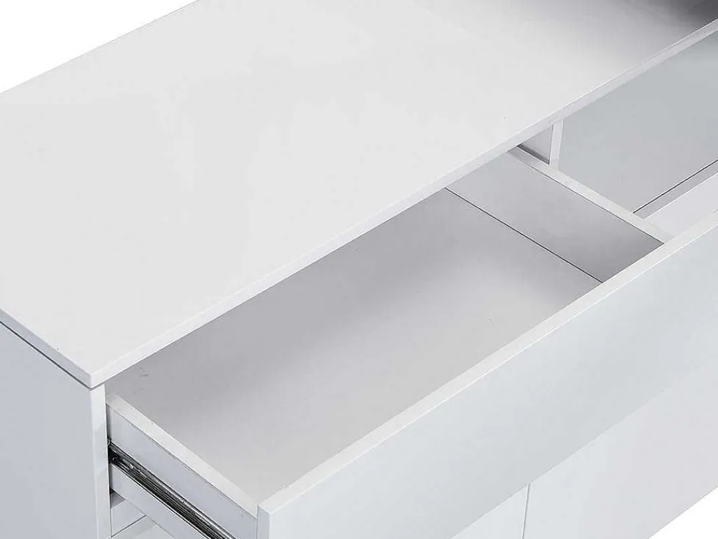 Draaibaar Barmeubel Eldir - 2 Deuren, 1 Lade En 1 Nis - Mdf - Witgelakt & Betonkleur-Vente-unique