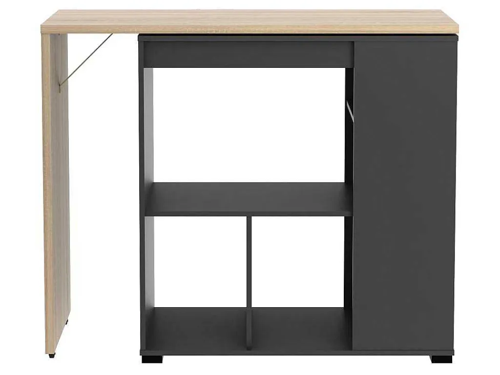 Draaibaar Barmeubel Met Opbergruimte - Naturel En Antraciet - Saturne-Vente-unique Discount