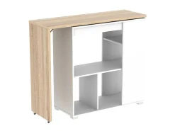 Draaibaar Barmeubel Saturne - Wit En Eiken-Vente-unique Clearance
