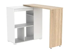Draaibaar Barmeubel Saturne - Wit En Eiken-Vente-unique Clearance