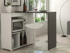 Draaibaar Barmeubel Saturne - Wit En Beton-Vente-unique Sale