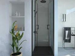 Draaibare Douchedeur - 80 X 195 Cm - Zwart Mat - Gehard Glas - Sarasota-Shower & Design New
