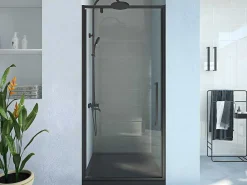 Draaibare Douchedeur Van Matzwart Metaal - Industriele Stijl - 80 X 195 Cm - Tamri-Shower & Design Outlet