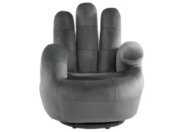 Draaibare Fauteuil Hand Catchy Van Fluweel - Antraciet-Vente-unique Outlet