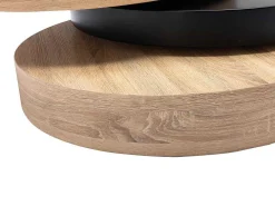 Draaibare Ronde Salontafel Met 1 Nis Van Mdf - Zwart En Licht Naturel - Janita-Vente-unique Online
