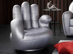 Draaiende Fauteuil Catchy Van Kunstleer - Zilverkleurig-Vente-unique Outlet