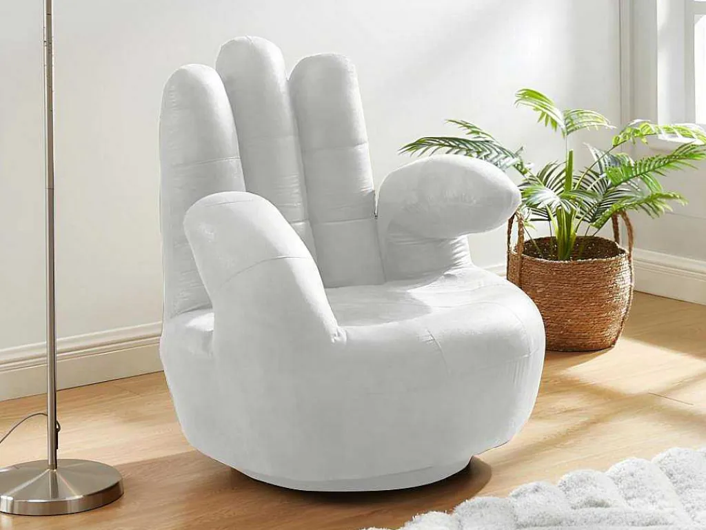 Draaiende Fauteuil Catchy Van Kunstleer - Wit-Vente-unique