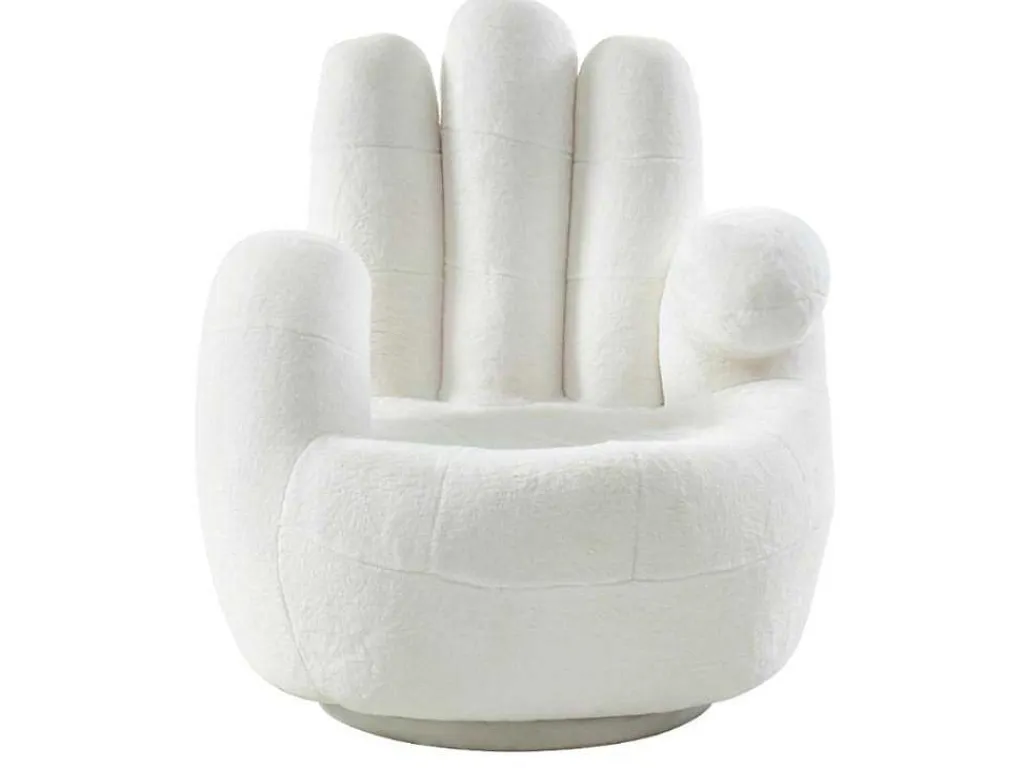 Draaiende Fauteuil Van Imitatiebont Catchy - Wit-Vente-unique Online
