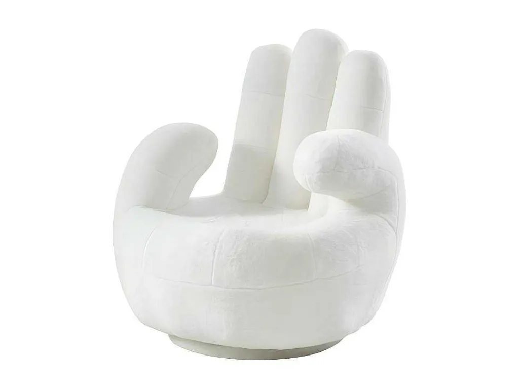 Draaiende Fauteuil Van Imitatiebont Catchy - Wit-Vente-unique Online