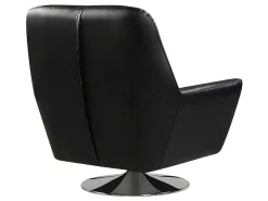 Draaifauteuil Ithaque In Buffelleer - Zwart-Vente-unique Clearance
