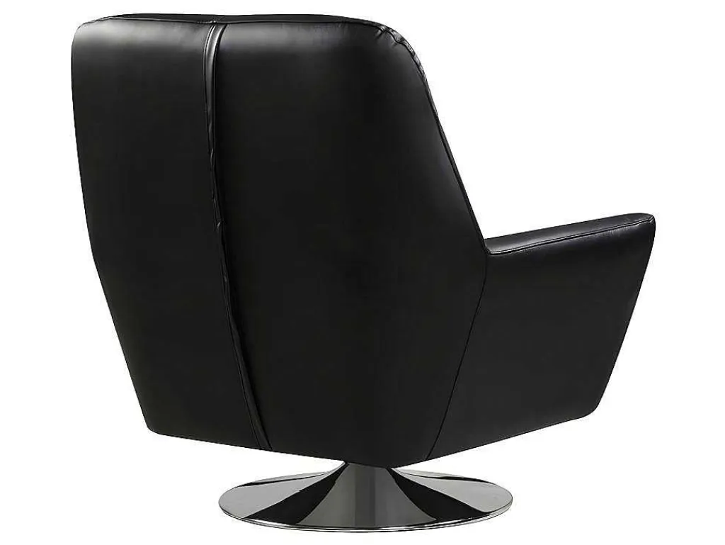 Draaifauteuil Ithaque In Buffelleer - Zwart-Vente-unique Clearance