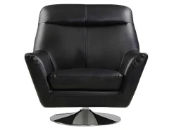 Draaifauteuil Ithaque In Buffelleer - Zwart-Vente-unique Clearance