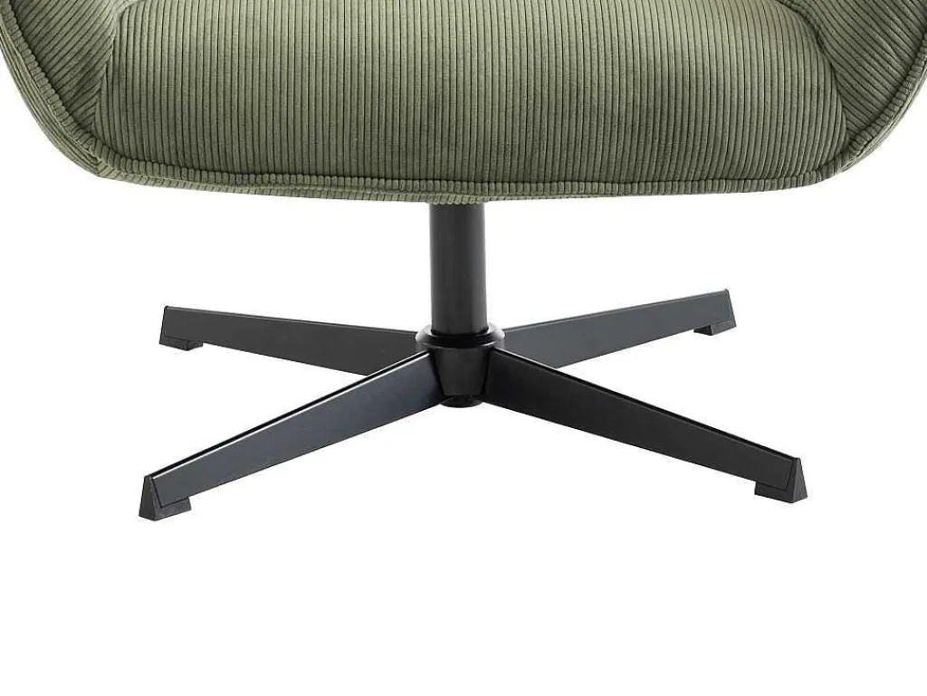 Draaifauteuil Van Groen Ribfluweel Galati-Vente-unique Discount