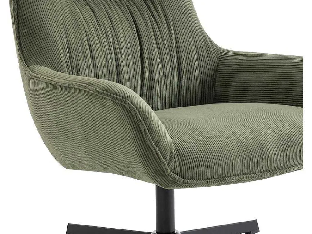 Draaifauteuil Van Groen Ribfluweel Galati-Vente-unique Discount