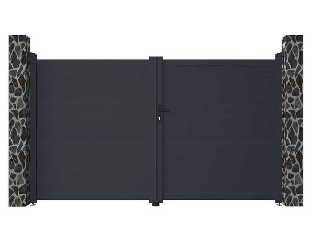 Draaipoort Van Aluminium Antraciet - L305 X 181 Cm - Nazario-EXPERTLAND