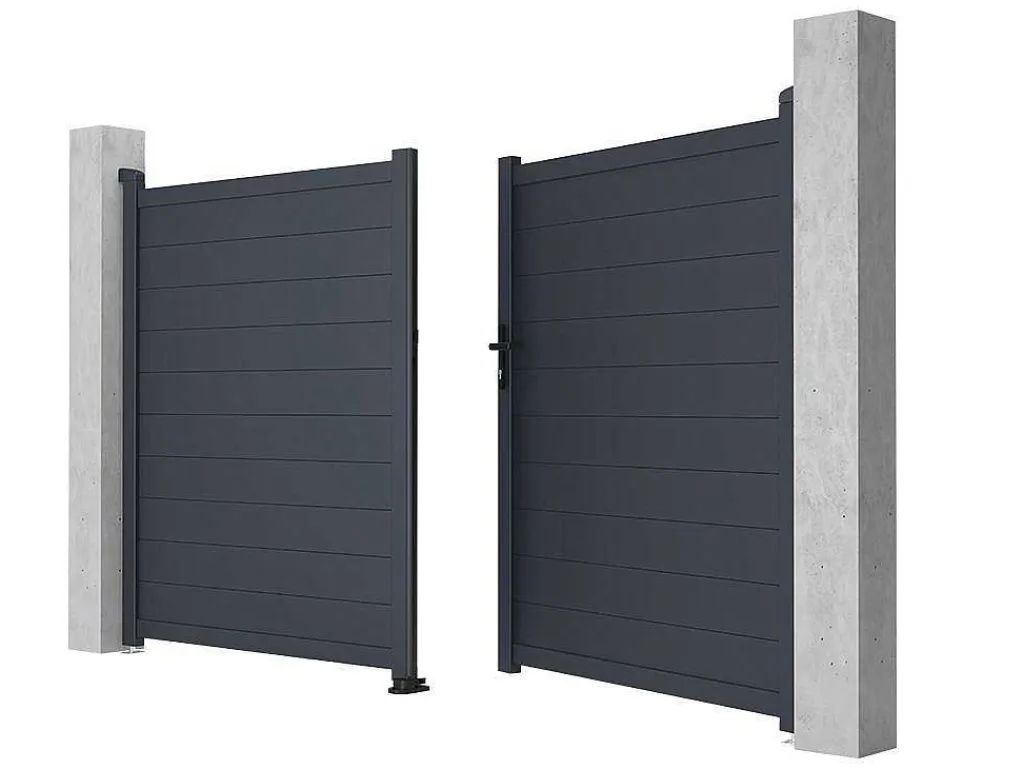 Draaipoort Van Aluminium Antraciet - L305 X 181 Cm - Nazario-EXPERTLAND