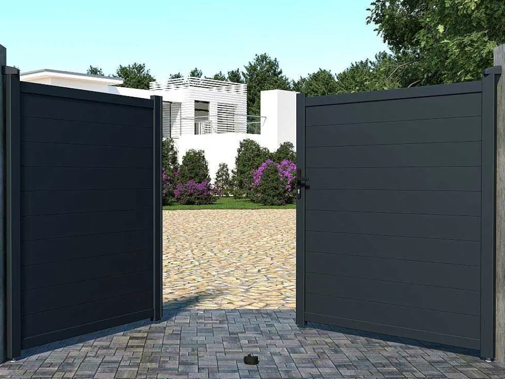 Draaipoort Van Aluminium Antraciet - L305 X 181 Cm - Nazario-EXPERTLAND