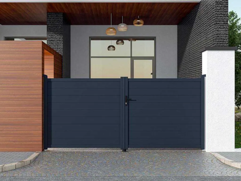 Draaipoort Van Aluminium Antraciet - L355 X 166 Cm - Nazario-EXPERTLAND Best