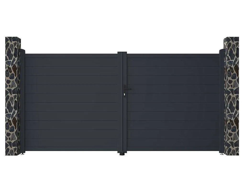 Draaipoort Van Aluminium Antraciet - L355 X 181 Cm - Nazario-EXPERTLAND Outlet