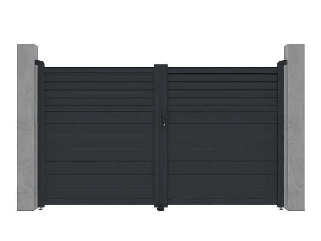 Draaipoort Van Aluminium - L. 305 X H. 181 Cm - Antraciet - Viazo-EXPERTLAND Sale