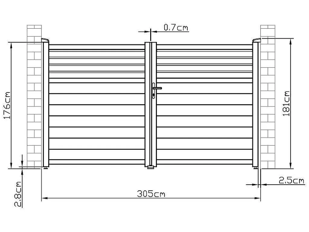 Draaipoort Van Aluminium - L. 305 X H. 181 Cm - Antraciet - Viazo-EXPERTLAND Sale