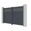 Draaipoort Van Aluminium Met Motieven - Halfopengewerkt - L. 305 X H. 182 Cm - Antraciet - Bazio-EXPERTLAND New