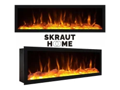 Dressoir, Opbergkast, 210, 4 Deuren, Elektrische Haard Xxl, Cement-Skraut Home Discount