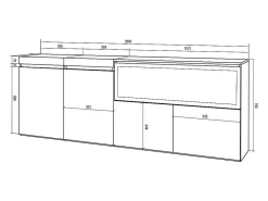Dressoir, Opbergkast, 210, 4 Deuren, Elektrische Haard Xxl, Cement-Skraut Home Discount