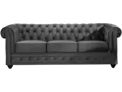 Drie- En Tweezitsbank Van Antracietkleurig Velours Chesterfield-Vente-unique Clearance